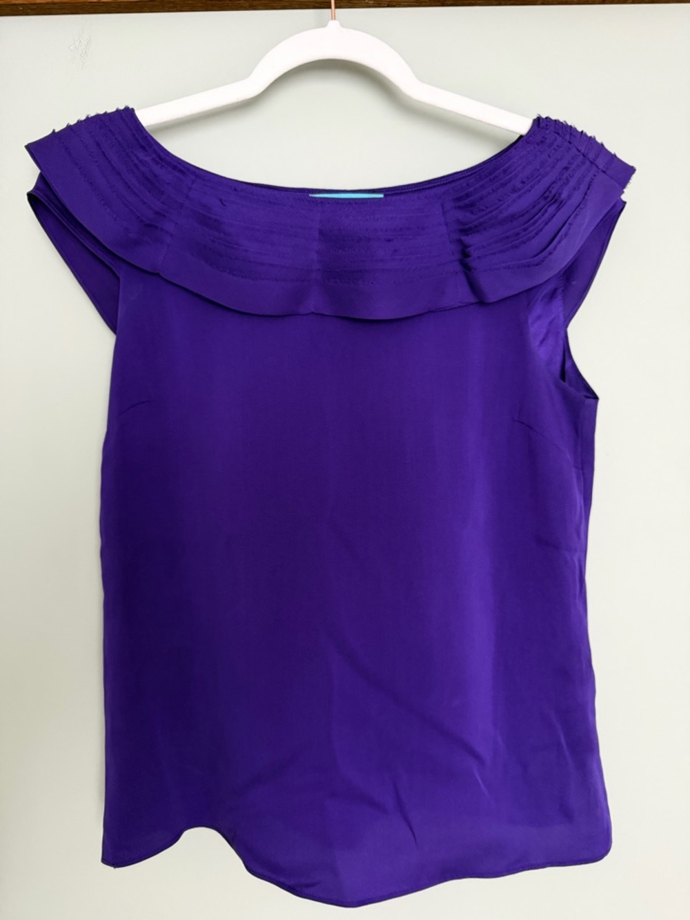 Alice + Olivia Ruffle Cowl Neck Silk Rich Purple  Sleeveless Tank Shell